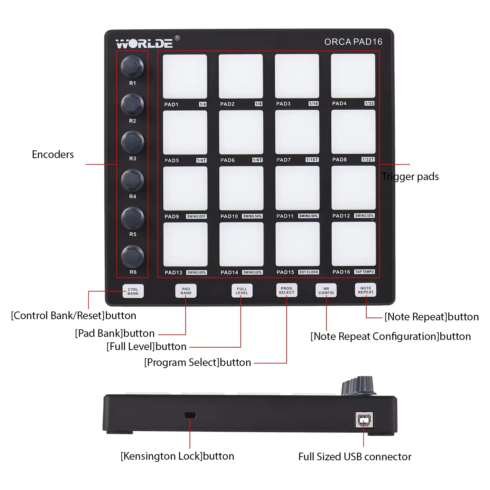 WORLDE ORCA PAD16 MIDI Control - Midi Controller Pad review and price