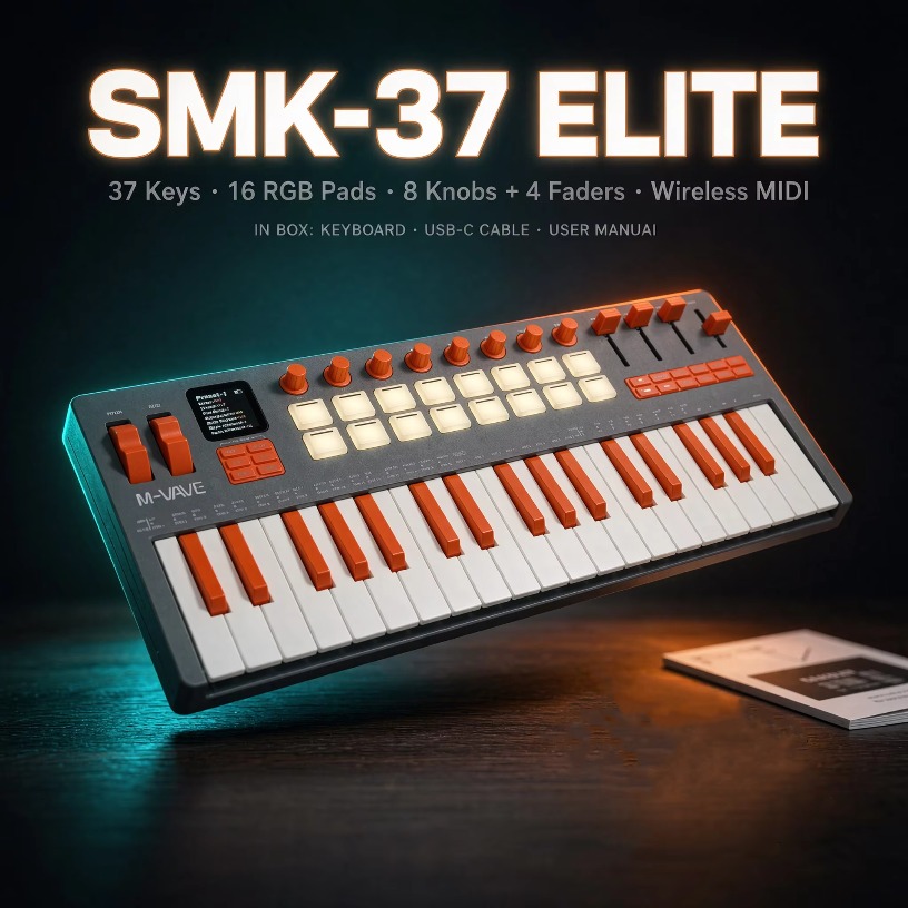 M-VAVE SMK-37 Elite Wireless M - Midi Controller Pad review and price