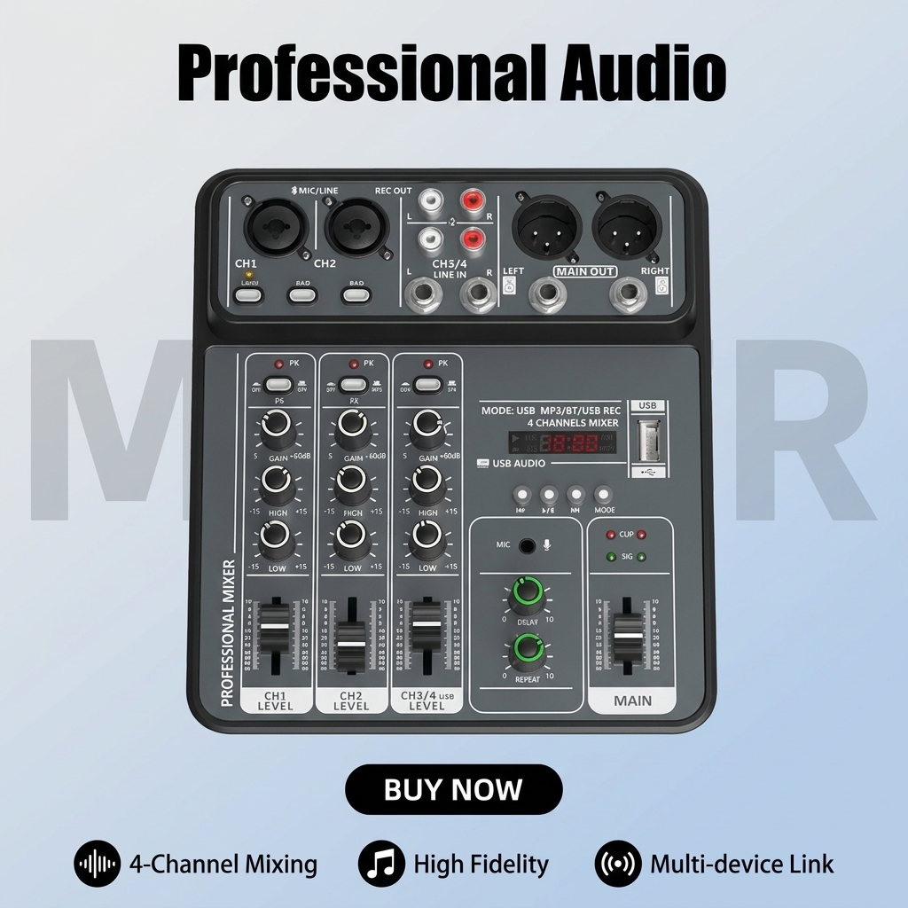 4-Channel Pro Audio Mixing Con - Audio Music Dj review and price